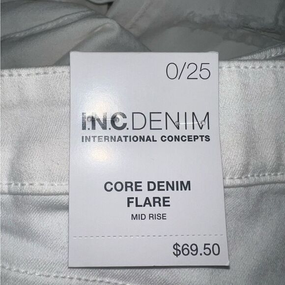 INC Women's Mid-Rise Ripped Kick Flare Jeans Washed White Size 0/25 NWT - Picture 7 of 7